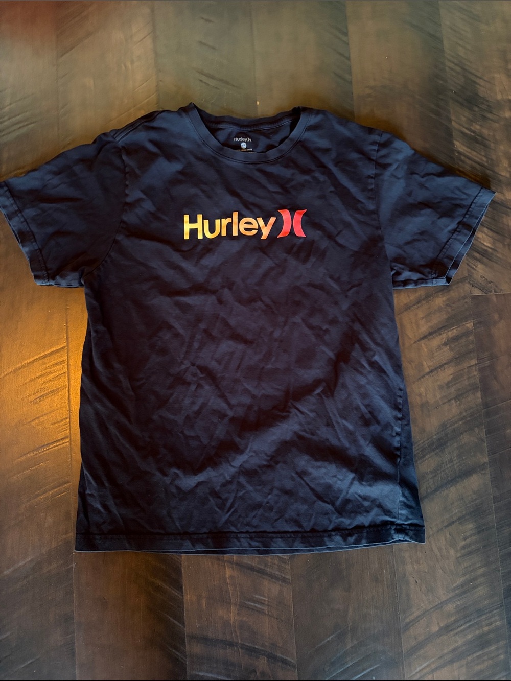 Hurley Black Tee with Yellow and Red Logo